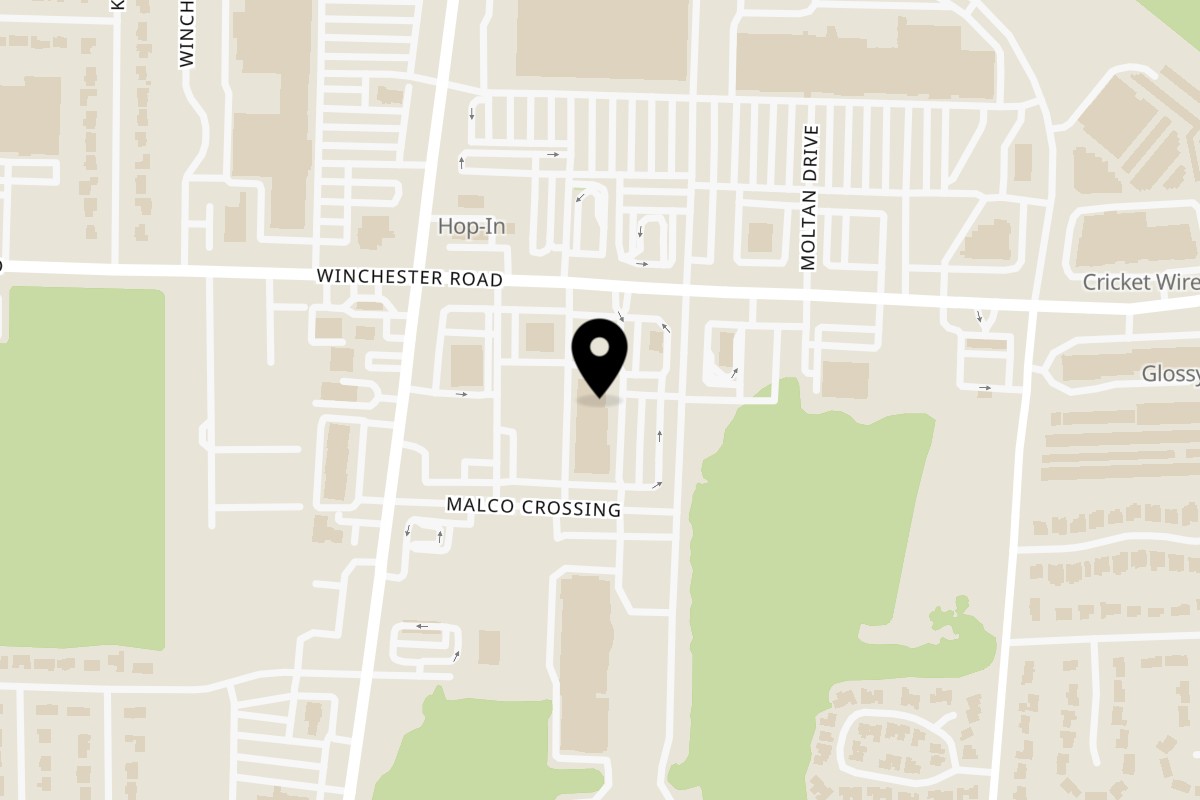 Map showing the location of Bluff City Crab on 3705 Malco Way suite 102 in Memphis